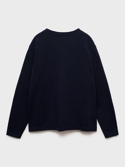 Mango Kids' Nicky V-Neck Cardigan, Navy - view 2, Navy