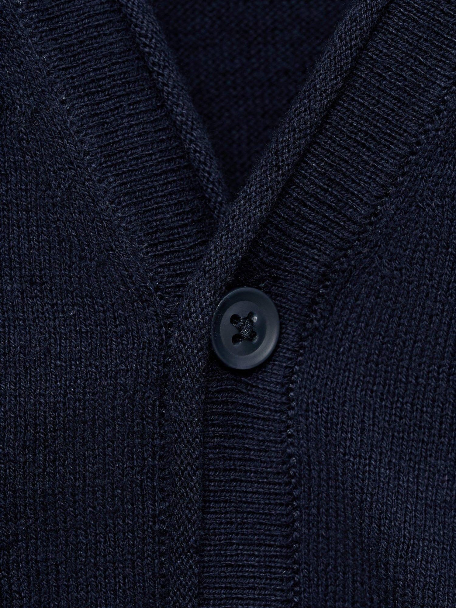 Product image 4 of 4, which shows Mango Kids' Nicky V-Neck Cardigan, Navy, 11-12 years