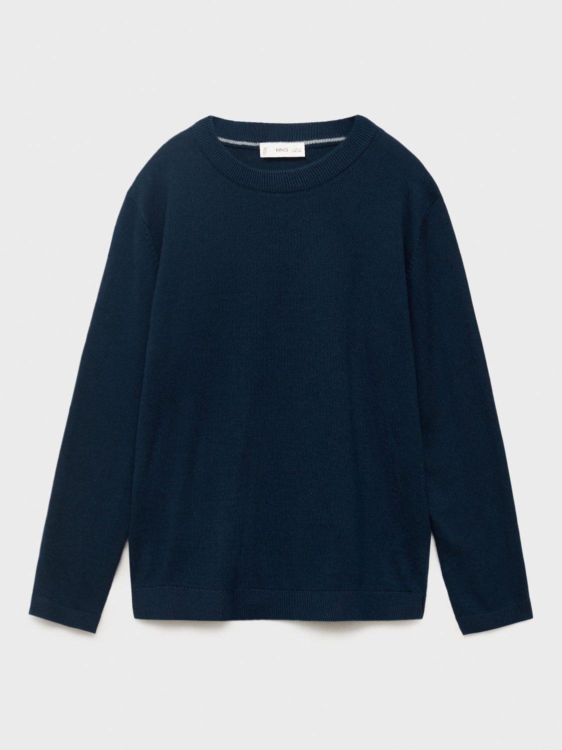Product image 2 of 6, which shows Mango Kids' Hugo Crew Neck Jumper, Navy, 11-12 years