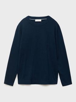 Mango Kids' Hugo Crew Neck Jumper, Navy - view 2, Navy