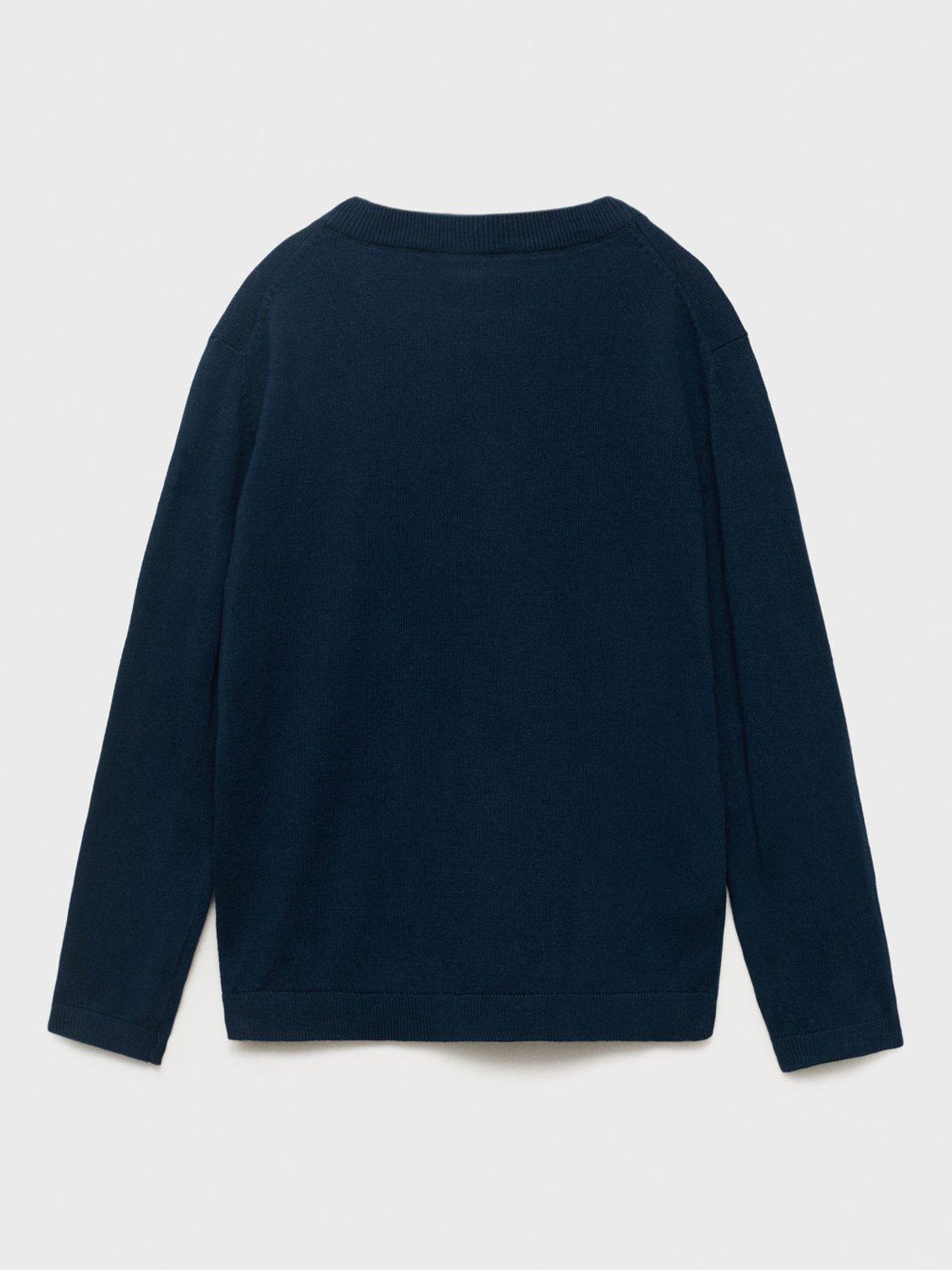 Product image 3 of 6, which shows Mango Kids' Hugo Crew Neck Jumper, Navy, 11-12 years