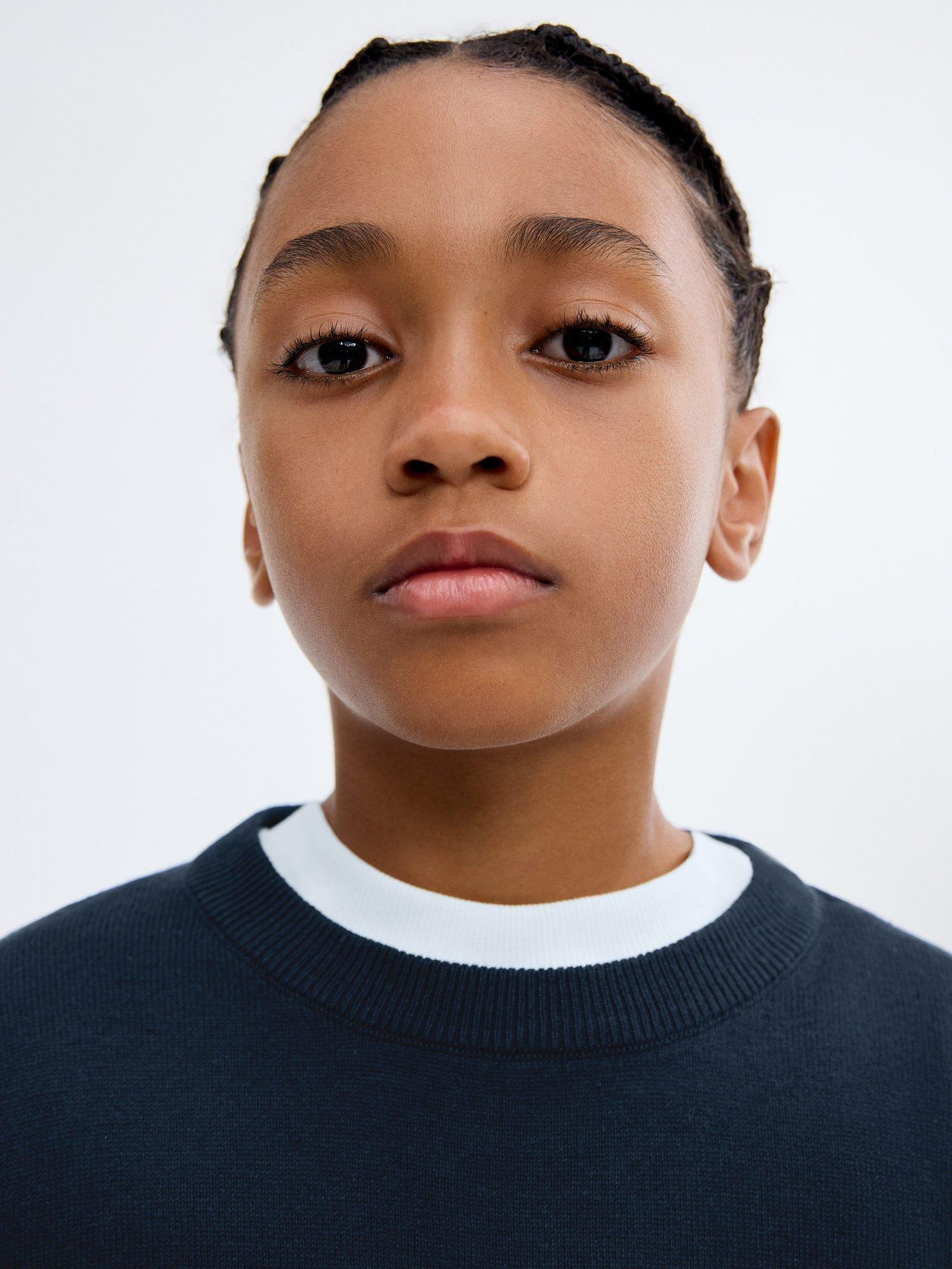 Product image 5 of 6, which shows Mango Kids' Hugo Crew Neck Jumper, Navy, 11-12 years