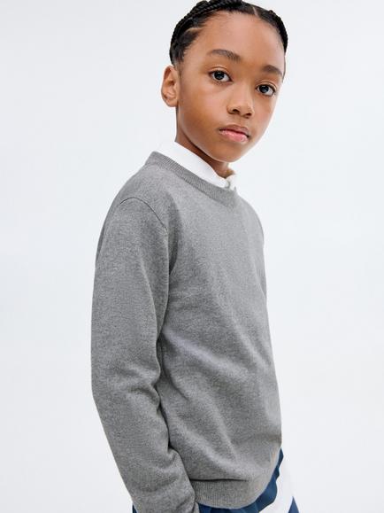 Mango Kids' Hugo Pure Cotton Sweatshirt, Medium Grey - view 2, Medium Grey