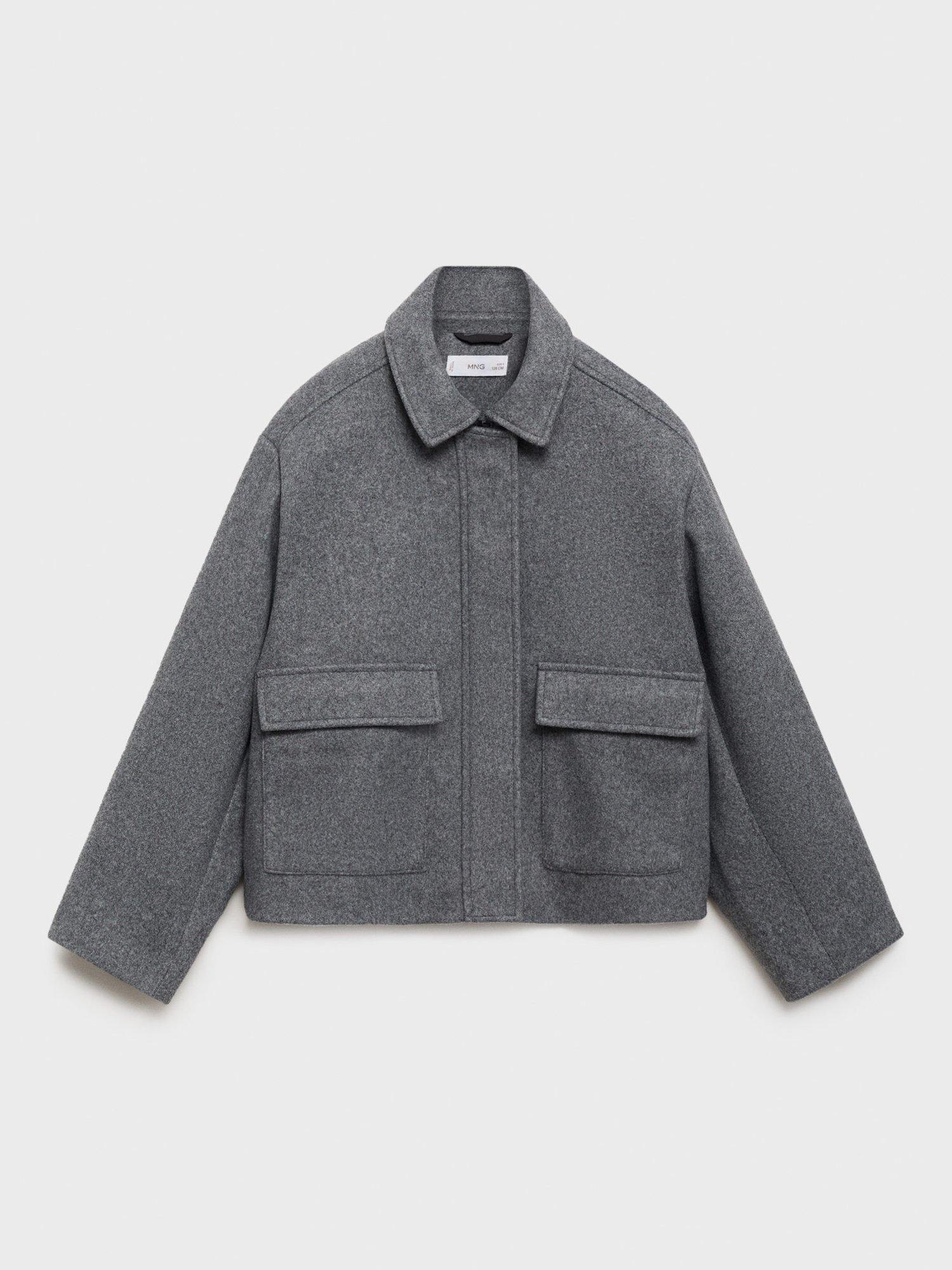 Product image 1 of 4, which shows Mango Kids' Candy Long Sleeve Overcoat, Grey, 10 years