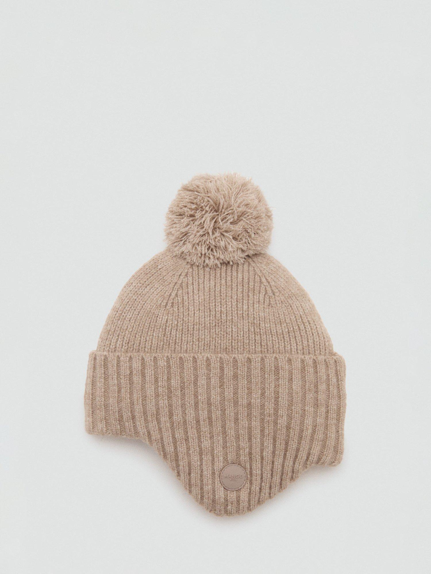 Product image 1 of 4, which shows Mango Kids' Daniel Knitted Bobble Hat, Light Brown, M