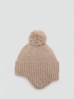 Mango Kids' Daniel Knitted Bobble Hat, Light Brown