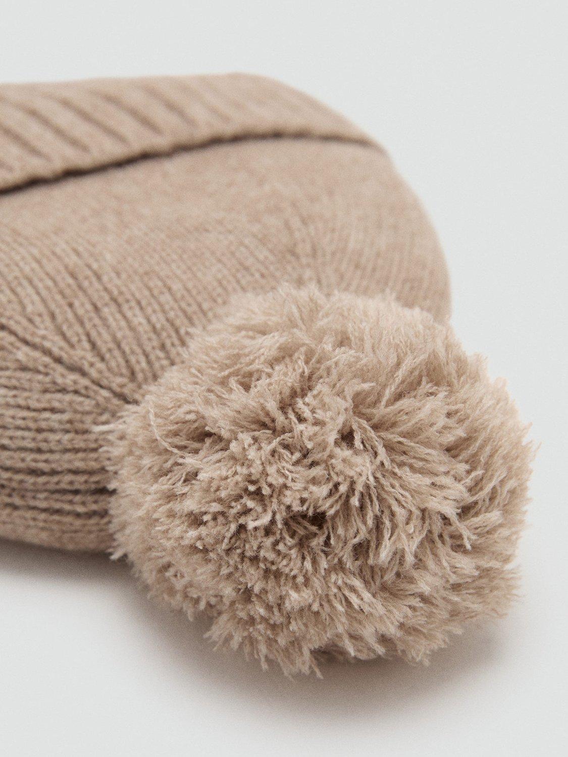 Product image 3 of 4, which shows Mango Kids' Daniel Knitted Bobble Hat, Light Brown, M