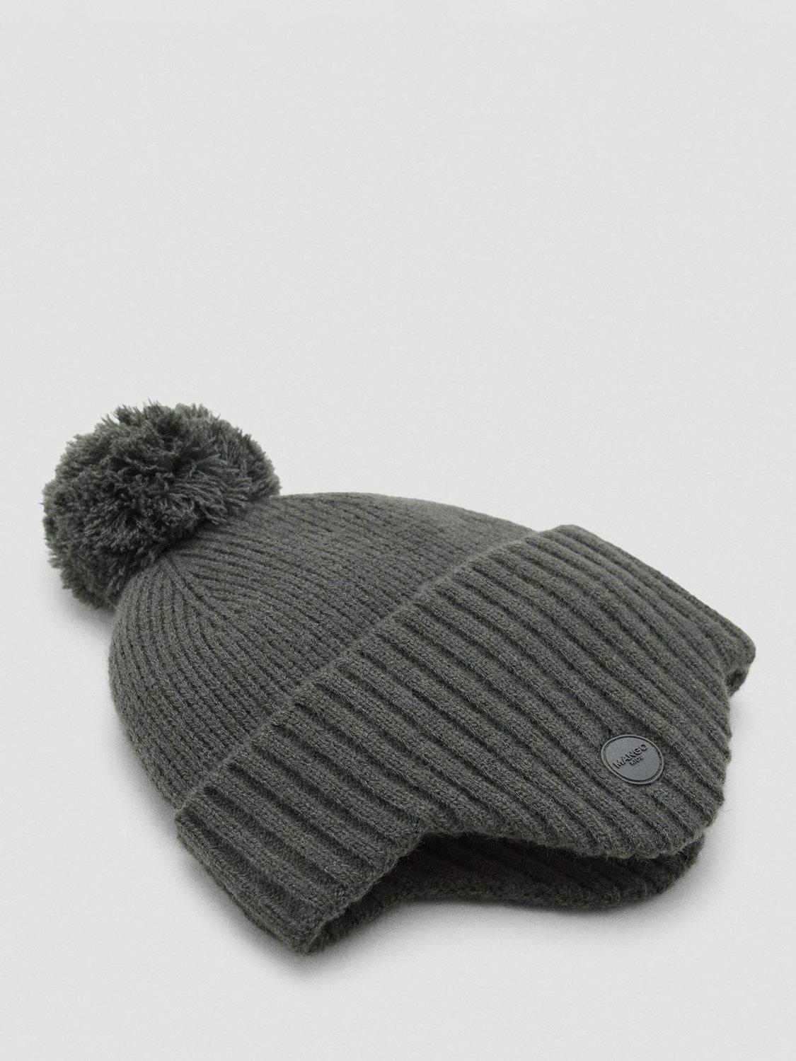 Product image 2 of 4, which shows Mango Kids' Daniel Knitted Bobble Hat, Beige/Khaki, M