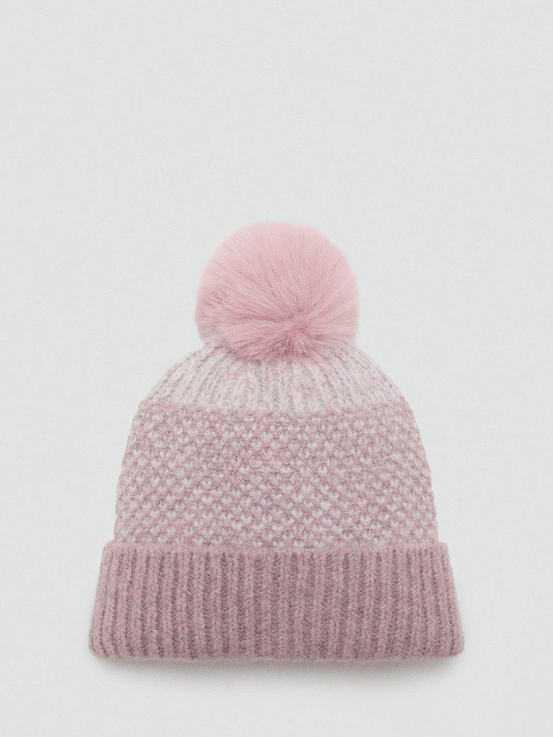 Product image 1 of 4, which shows Mango Kids' Oslo Bobble Hat, Light Pink, L