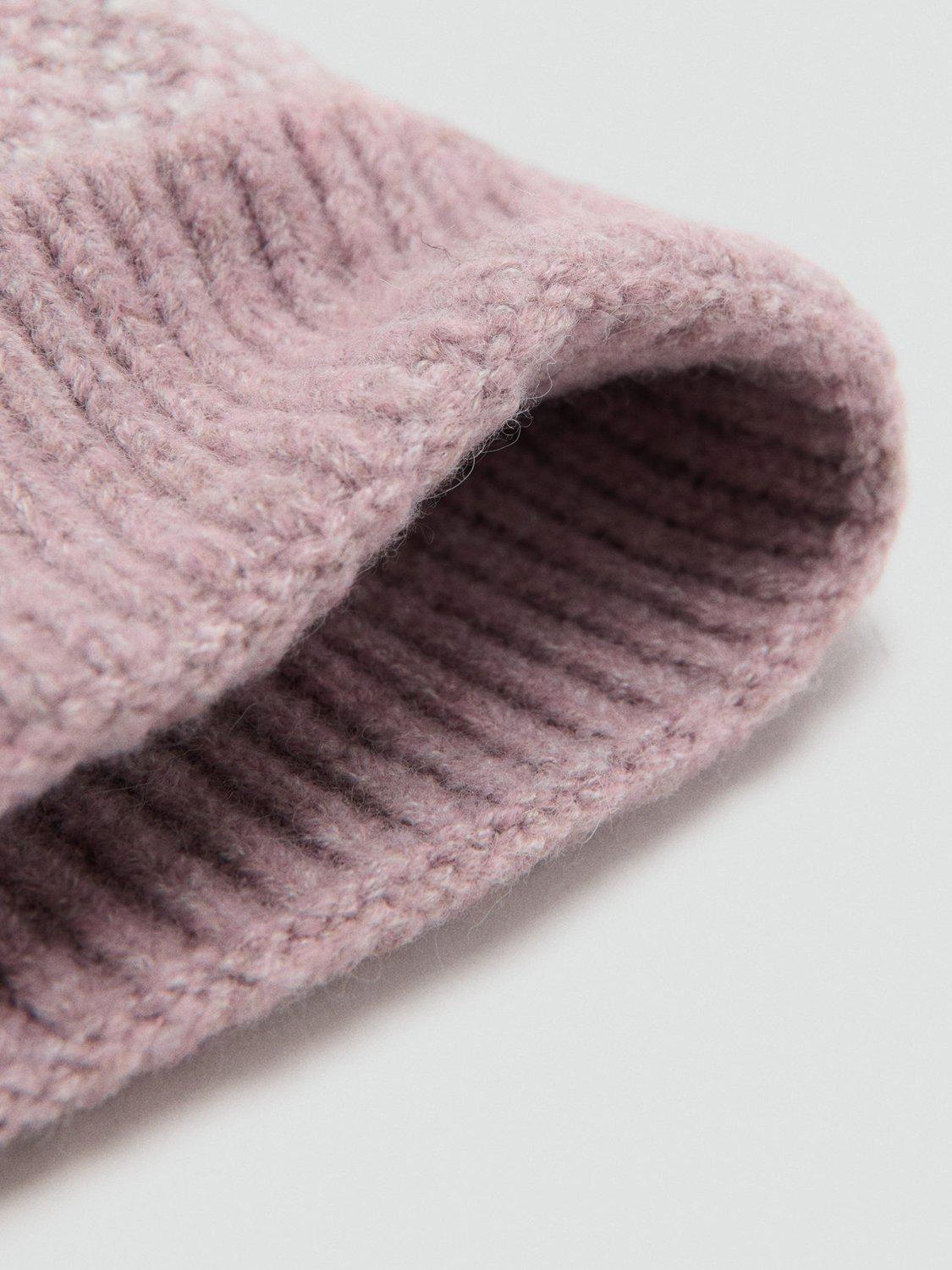 Product image 2 of 4, which shows Mango Kids' Oslo Bobble Hat, Light Pink, L
