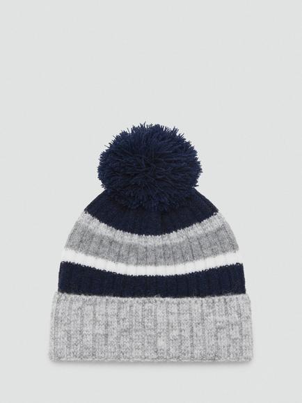 Mango Kids' Striped Hat, Grey, Grey