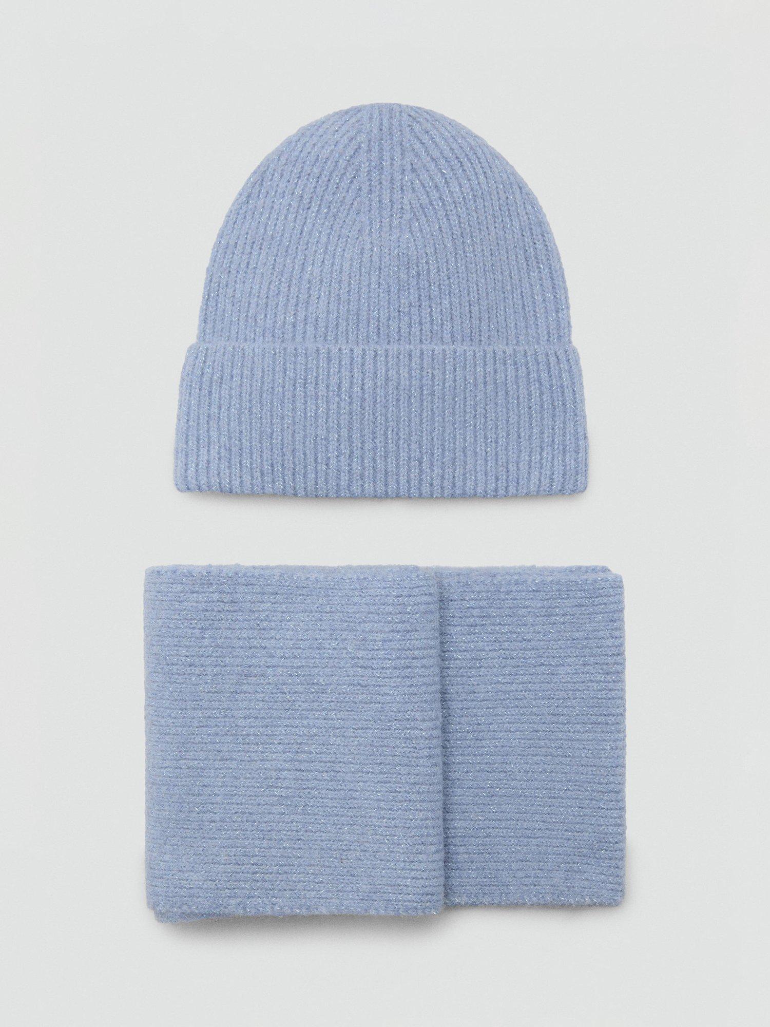 Product image 4 of 4, which shows Mango Kids' Transpa Hat and Scarf Set, Light Blue, M