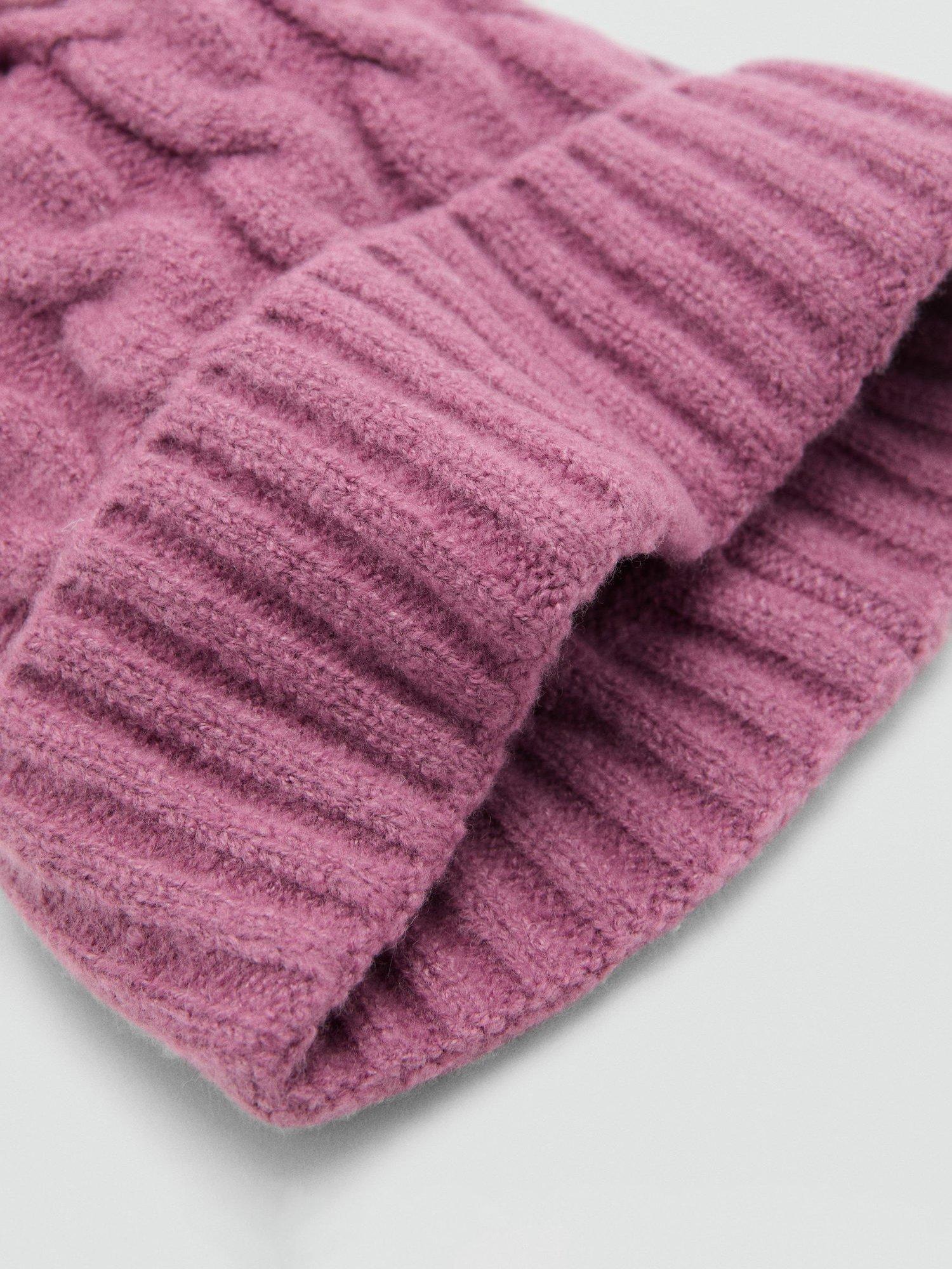 Product image 2 of 4, which shows Mango Kids' Trenza Bobble Hat, Berry, L