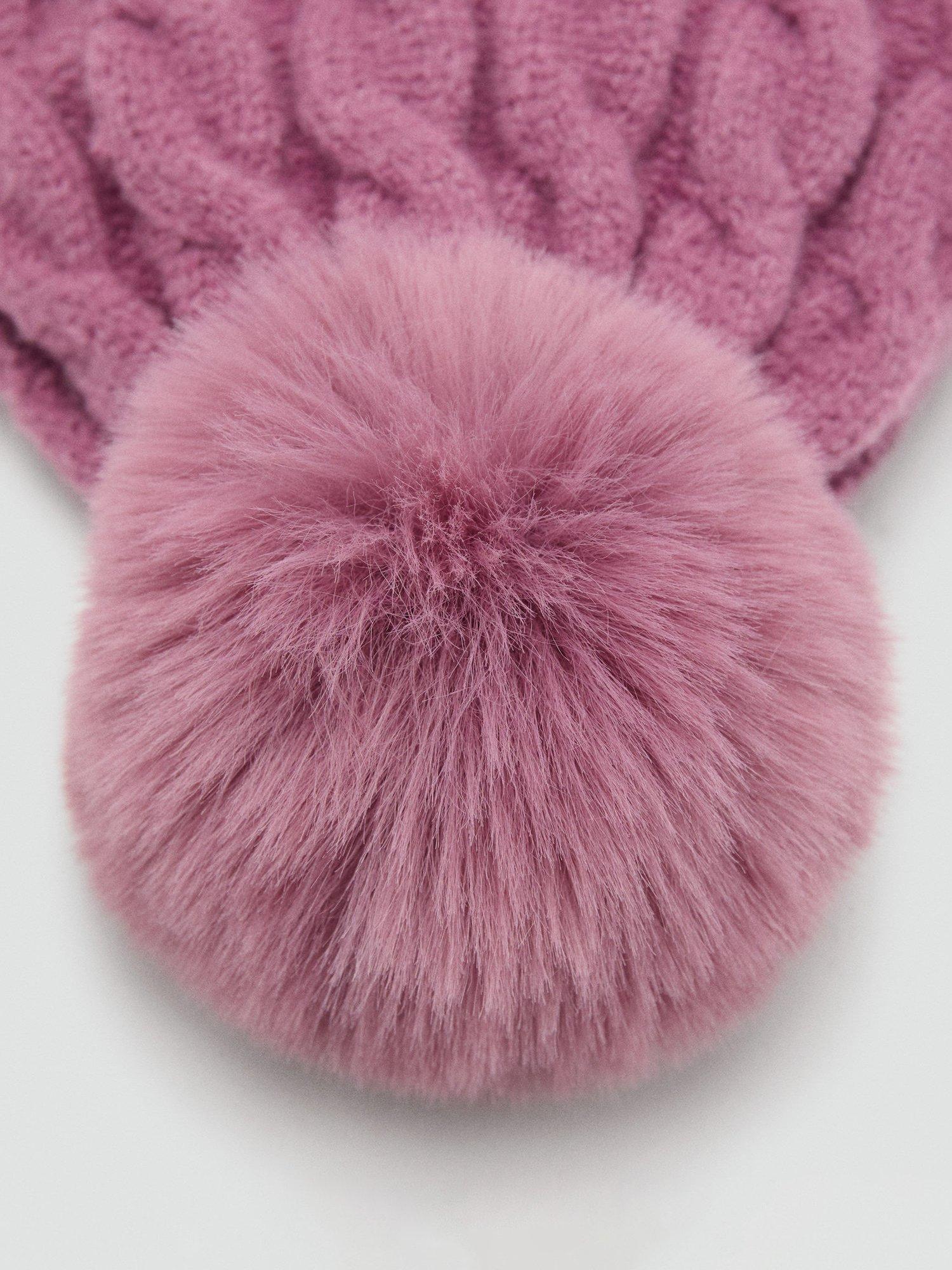 Product image 3 of 4, which shows Mango Kids' Trenza Bobble Hat, Berry, L