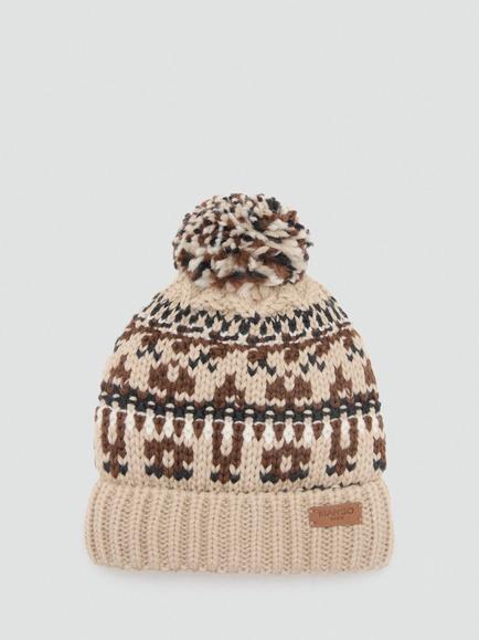 Mango Kids' Winter Bobble Hat, Light Brown, Light Brown
