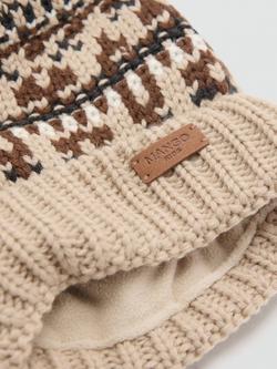 Mango Kids' Winter Bobble Hat, Light Brown - view 2, Light Brown