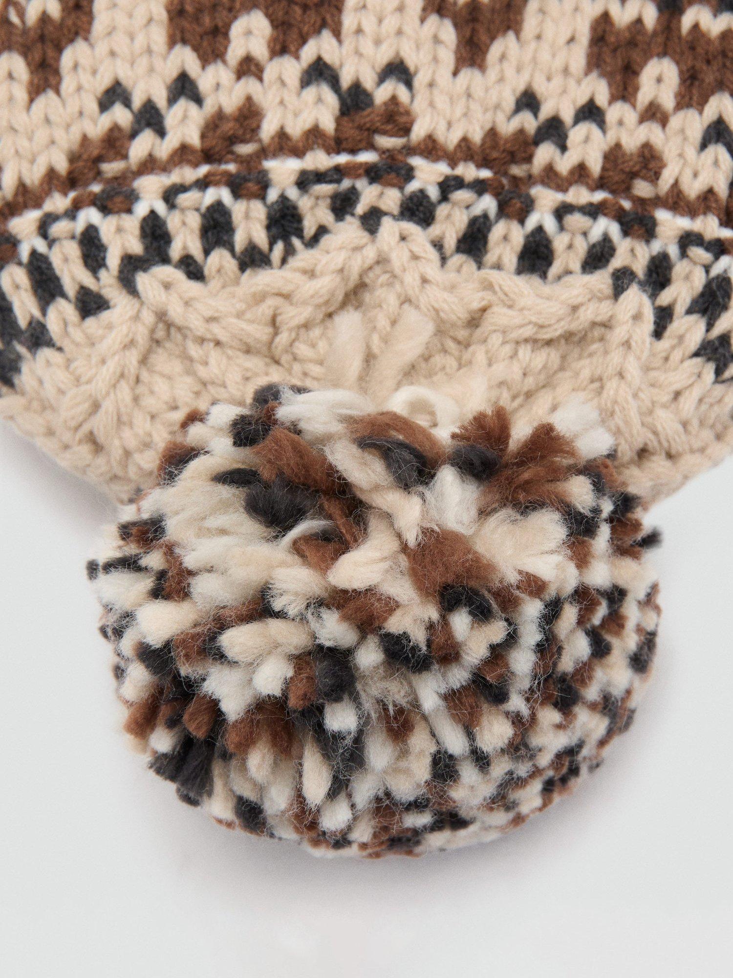 Product image 3 of 4, which shows Mango Kids' Winter Bobble Hat, Light Brown, 3-5 years
