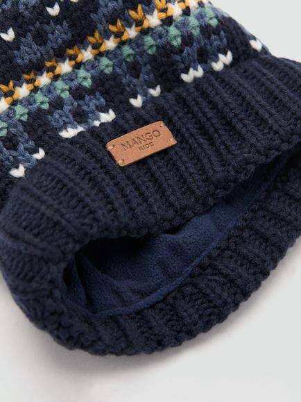 Mango Kids' Winter Bobble Hat, Navy - view 2, Navy