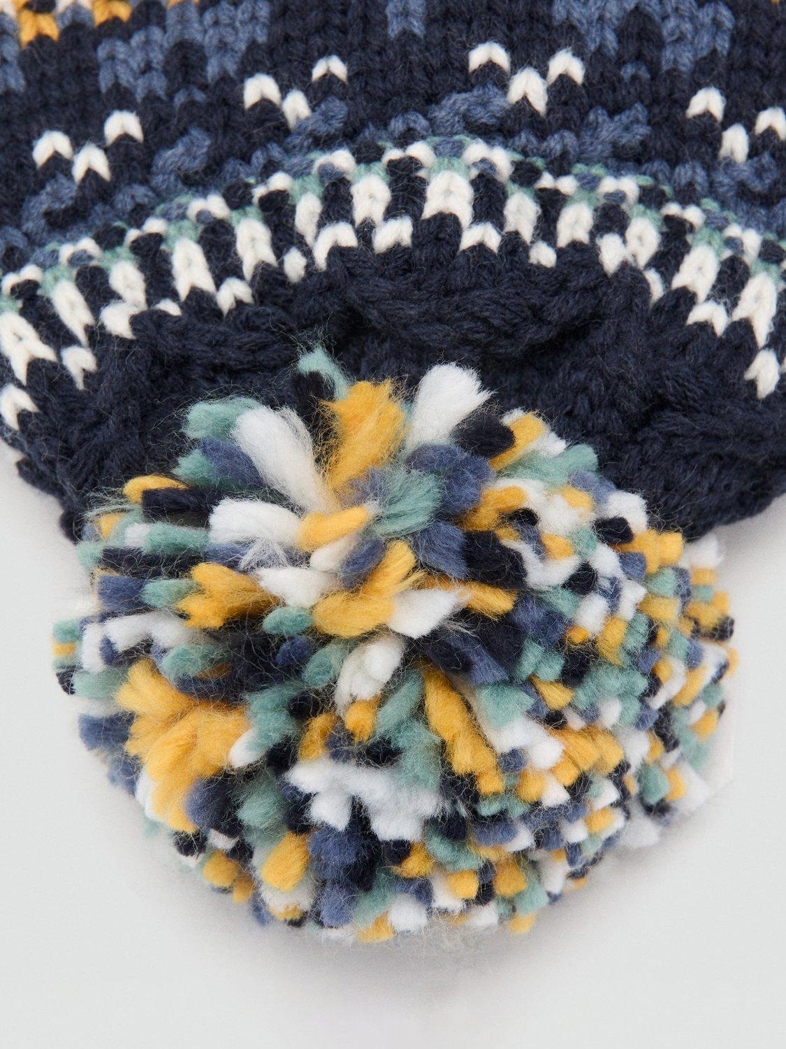 Product image 3 of 4, which shows Mango Kids' Winter Bobble Hat, Navy, 3-5 years
