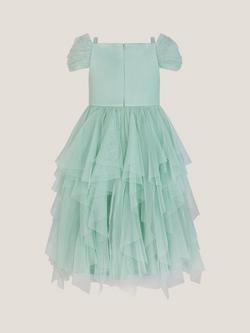 Monsoon Kids' Scarlet Off the Shoulder Tulle Dress, Sage - view 2, Sage