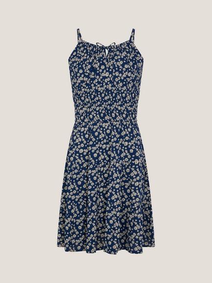 Monsoon Kids' Strappy Floral Print Sundress, Navy, Navy