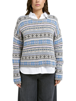 Smith & Soul Jacquard Fair Isle Jumper, Grey/Multi, Grey/Multi