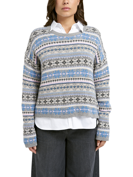 Smith & Soul Jacquard Fair Isle Jumper, Grey/Multi, Grey/Multi
