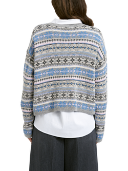 Smith & Soul Jacquard Fair Isle Jumper, Grey/Multi - view 2, Grey/Multi