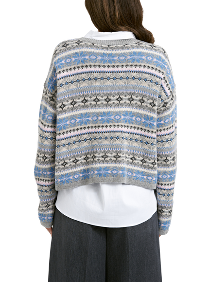 Smith & Soul Jacquard Fair Isle Jumper, Grey/Multi - view 2, Grey/Multi