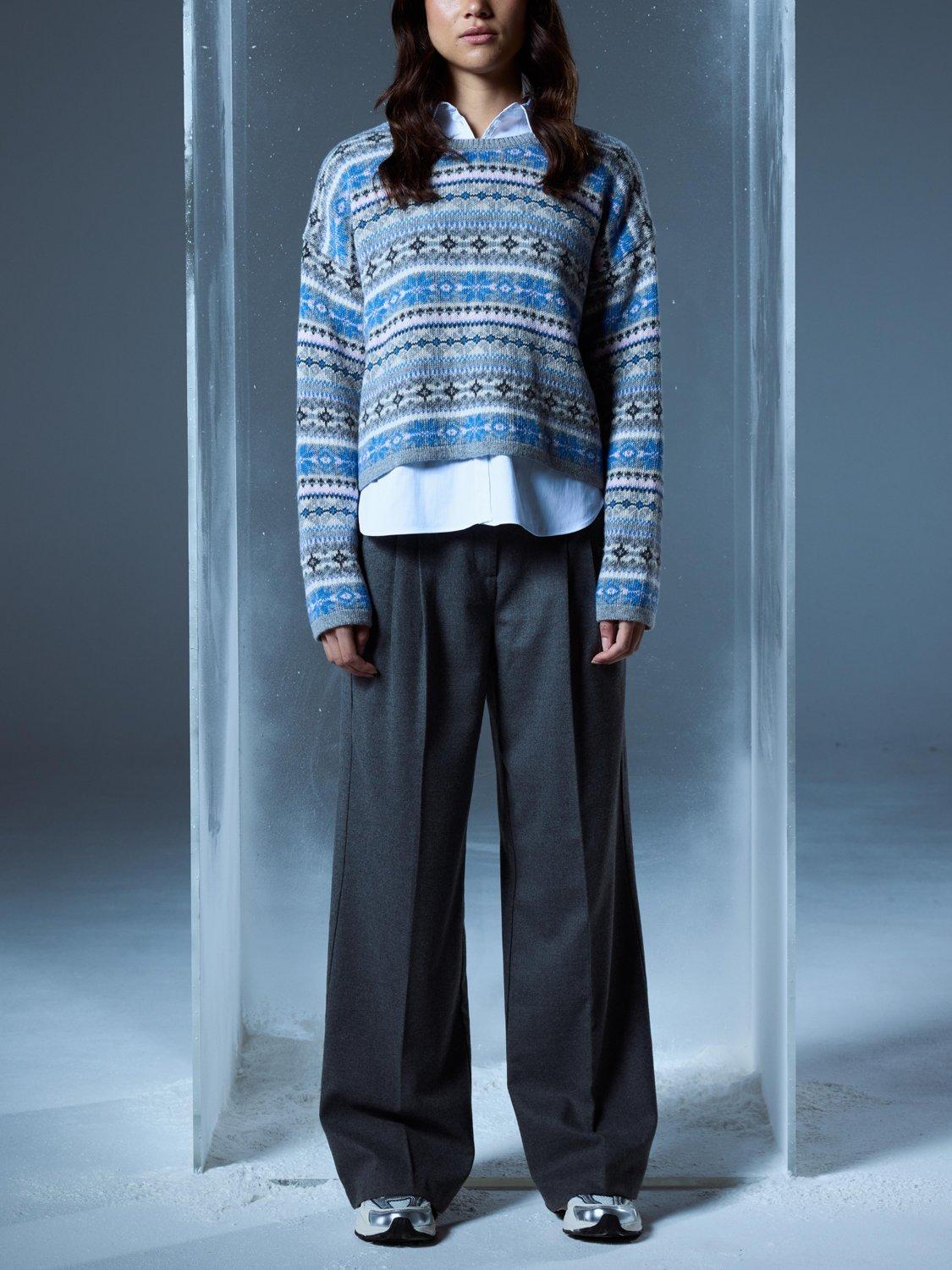 Product image 5 of 6, which shows Smith & Soul Jacquard Fair Isle Jumper, Grey/Multi, XS