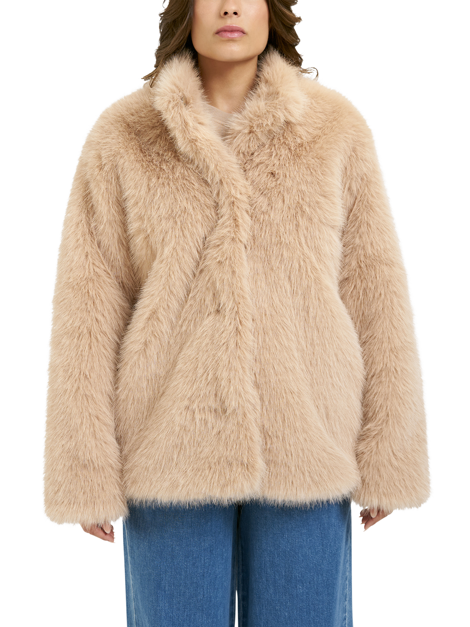 Product image 1 of 8, which shows Smith & Soul Regular Fit Faux Fur Jacket, Camel, XS