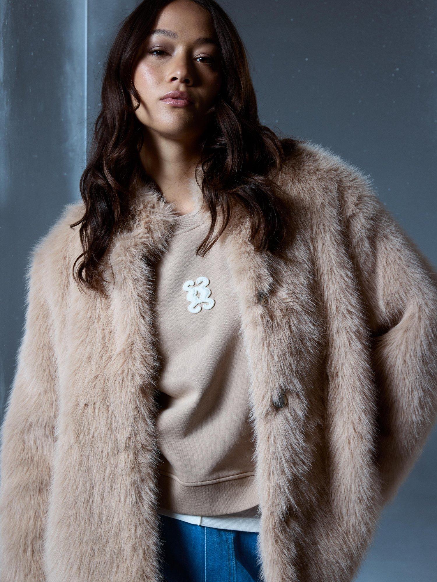 Product image 8 of 8, which shows Smith & Soul Regular Fit Faux Fur Jacket, Camel, XS