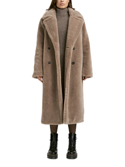 Smith & Soul Teddy Faux Fur Coat, Taupe - view 2, Taupe