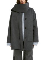 Smith & Soul Scarf Detail Wool Blend Coat, Grey Melange