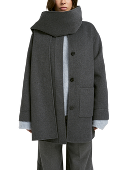 Smith & Soul Scarf Detail Wool Blend Coat, Grey Melange, Grey Melange