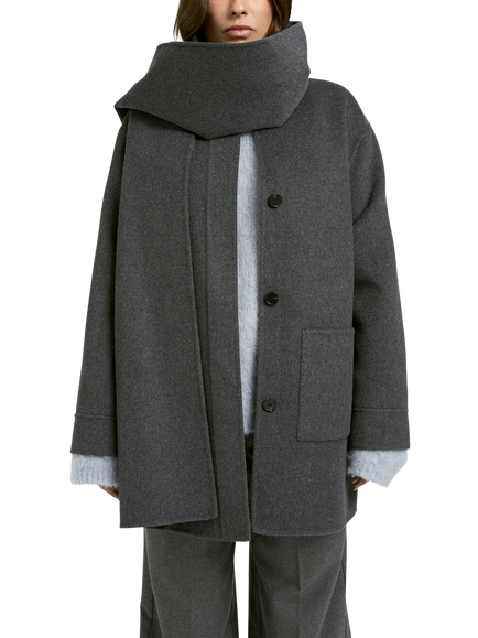 Smith & Soul Scarf Detail Wool Blend Coat, Grey Melange, Grey Melange