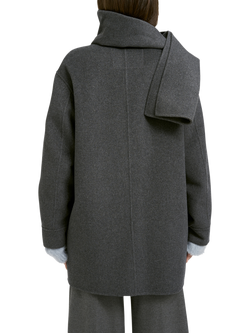 Smith & Soul Scarf Detail Wool Blend Coat, Grey Melange - view 2, Grey Melange