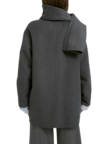 Smith & Soul Scarf Detail Wool Blend Coat, Grey Melange - view 2, Grey Melange