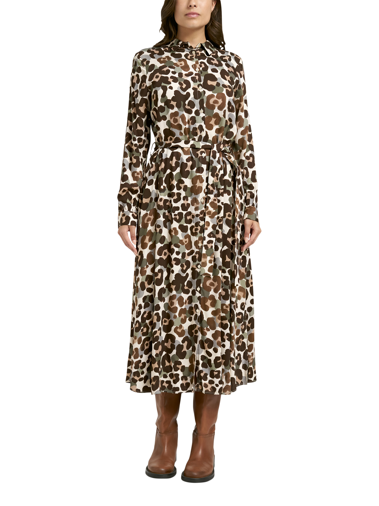Product image 1 of 6, which shows Smith & Soul Leopard Print Shirt Dress, Multi, XS