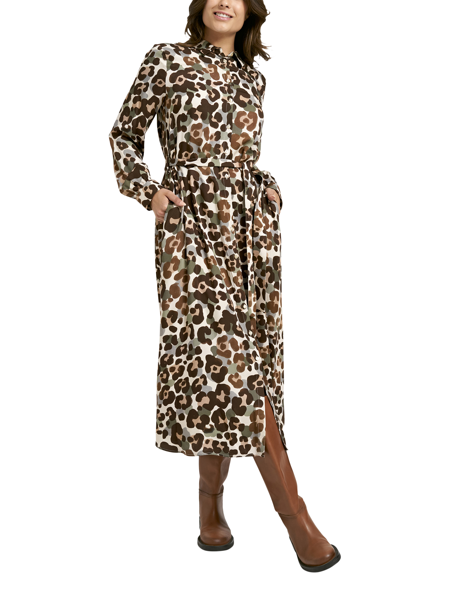 Product image 3 of 6, which shows Smith & Soul Leopard Print Shirt Dress, Multi, XS