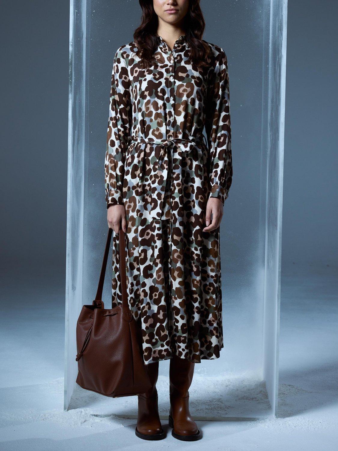Product image 5 of 6, which shows Smith & Soul Leopard Print Shirt Dress, Multi, XS