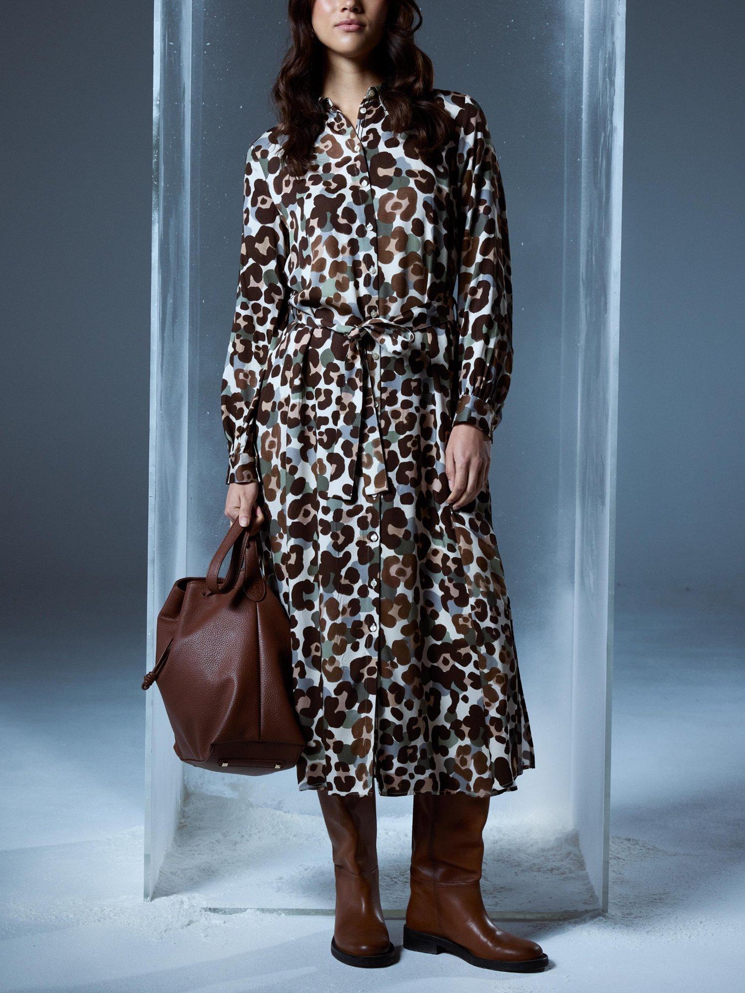 Product image 6 of 6, which shows Smith & Soul Leopard Print Shirt Dress, Multi, XS