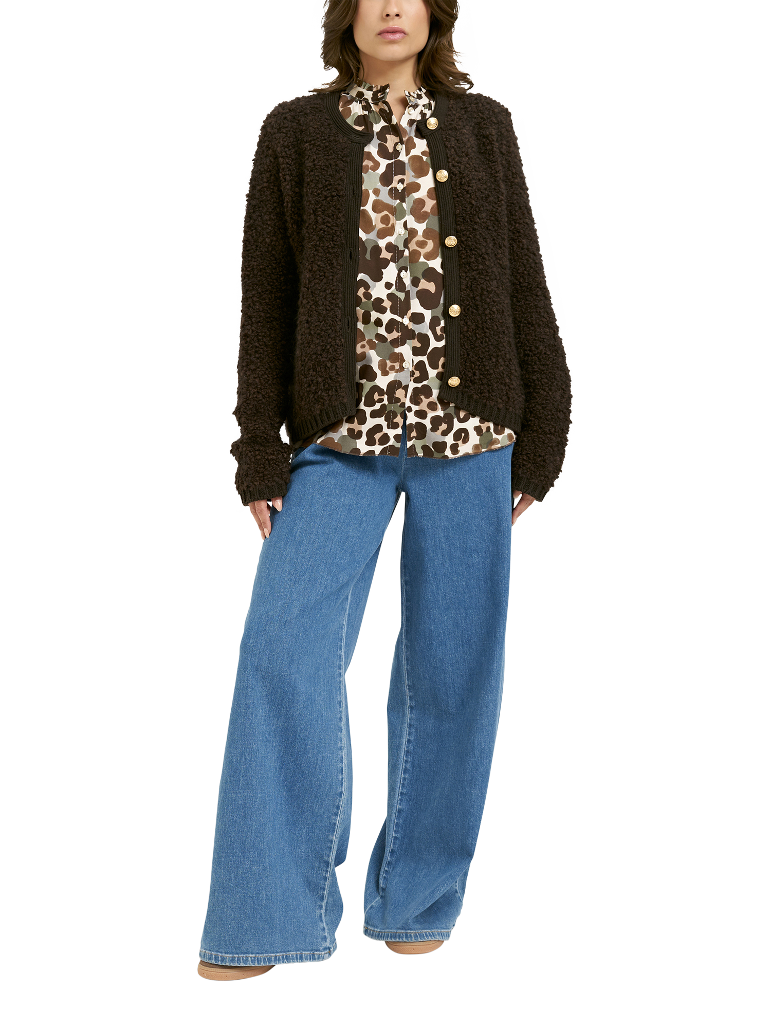 Product image 3 of 4, which shows Smith & Soul Boucle Knit Cardigan, Chocolate, XS