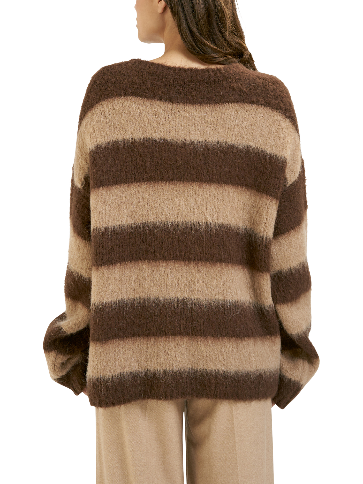 Product image 2 of 6, which shows Smith & Soul Stripe Brushed Knit Jumper, Chocolate, XS