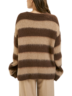 Smith & Soul Stripe Brushed Knit Jumper, Chocolate - view 2, Chocolate