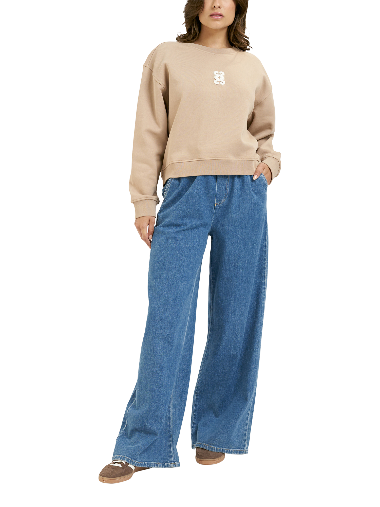 Product image 3 of 6, which shows Smith & Soul Badge Oversized Sweatshirt, Camel, XS