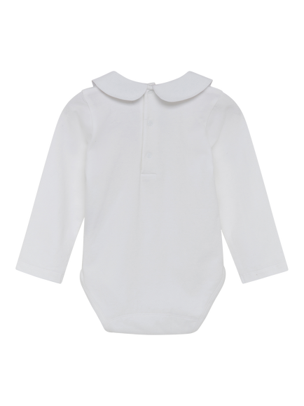 Trotters Baby Cotton Rich Peter Pan Collar Bodysuit, White - view 2, White