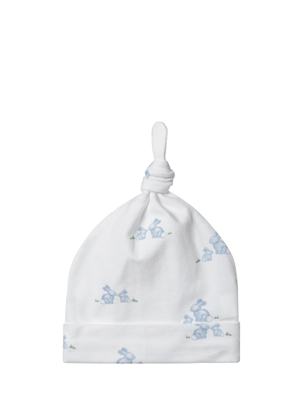 Trotters Baby Lapinou Cotton Bunny Hat, Pale Blue/White