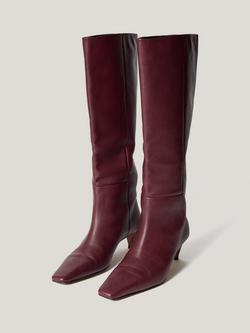 Jigsaw Bobbi Leather Knee High Boots, Burgundy - view 2, Burgundy