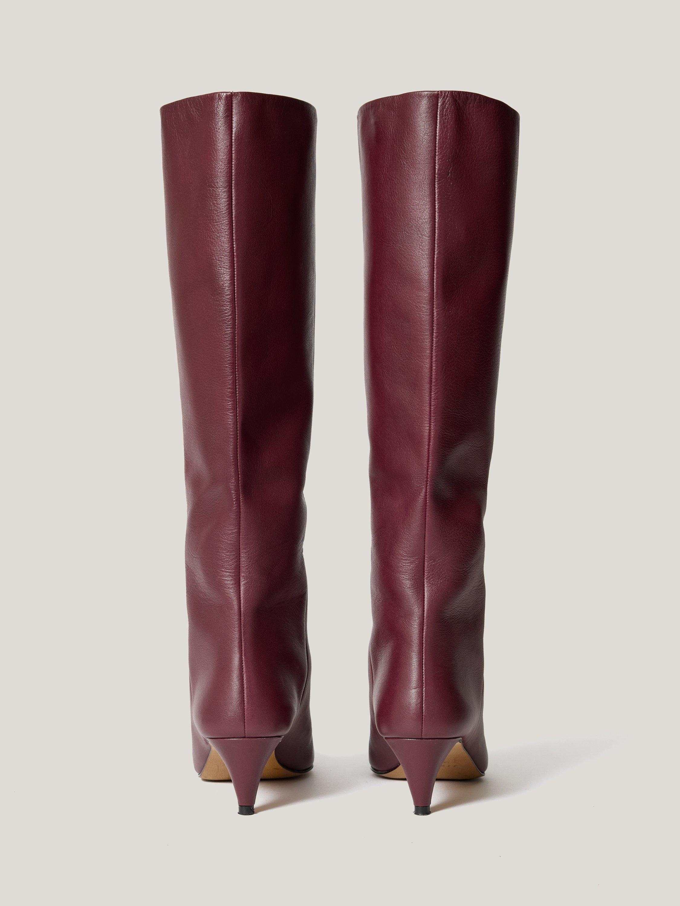 Product image 5 of 7, which shows Jigsaw Bobbi Leather Knee High Boots, Burgundy, EU36